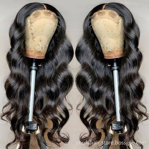 Top Selling Raw Indian 13*4 Lace Front Wig Human Hair Body Wave Single Donor Indian Virgin Hair Lace Frontal Double Drawn Wig